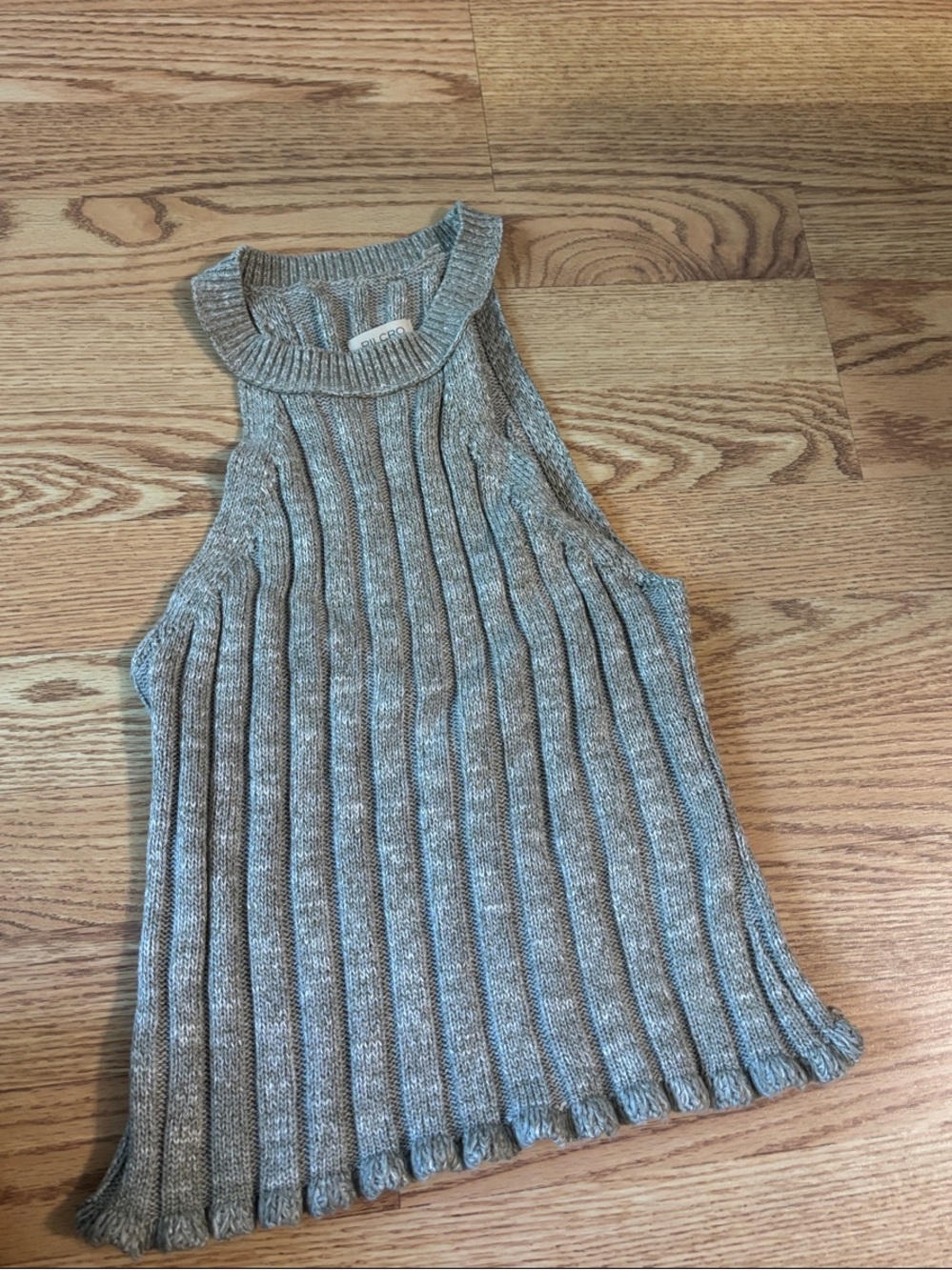 Pilcro Ribbed Knit Tank Top in Heather Gray